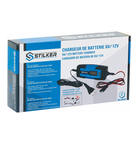 CHARGEUR ELECTRON. AUTO 6-12V 4A + ACCESSOIRES